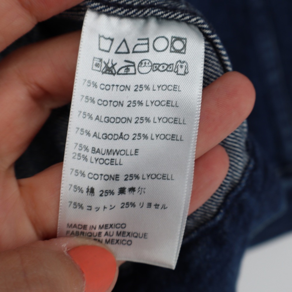 ABLE Dark Wash Denim Trucker Jacket Cotton Lyocell Blend Blue Size L - Picture 4 of 6